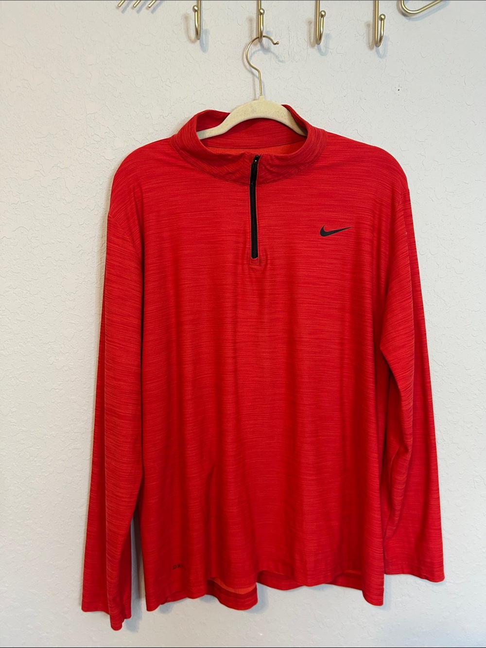 Nike Dri-FIT Men’s XL Red Heather 1/4 Zip Pullover Long Sleeve Running Training - Picture 6 of 7